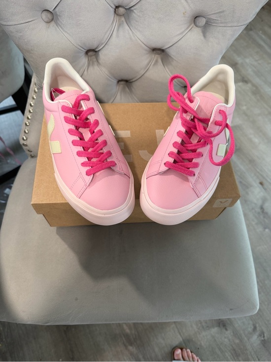 Veja Shoes - Veja Women's Pink Low-Top Sneakers with Hot Pink Laces